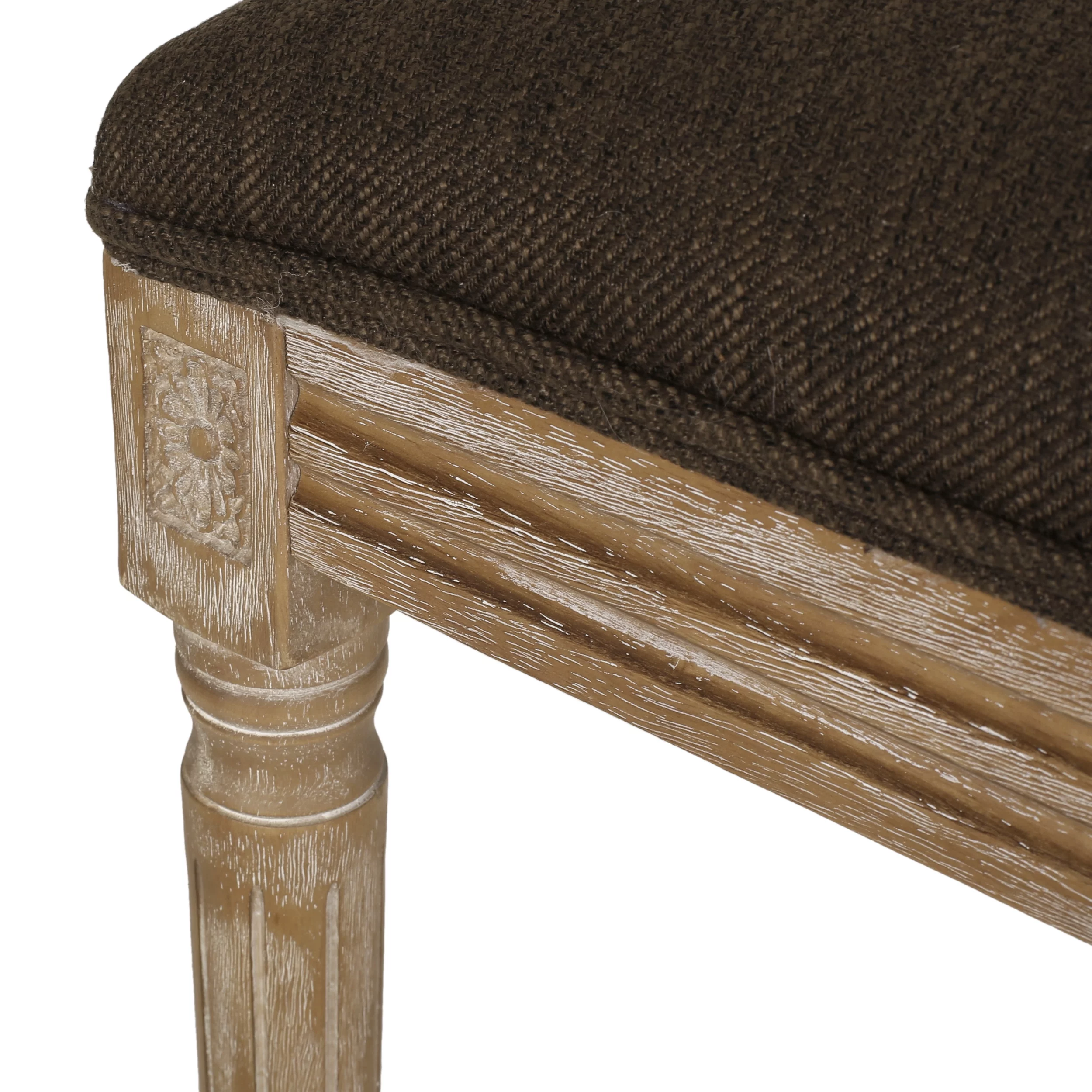 Noble House Robin French Wood Upholstered Dining Chair, Set of 2, Brown