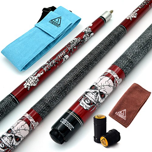 CUESOUL 58 inch 19/20/21 oz 1/2 Maple Pool Cue Stick Kit-Rockin Series