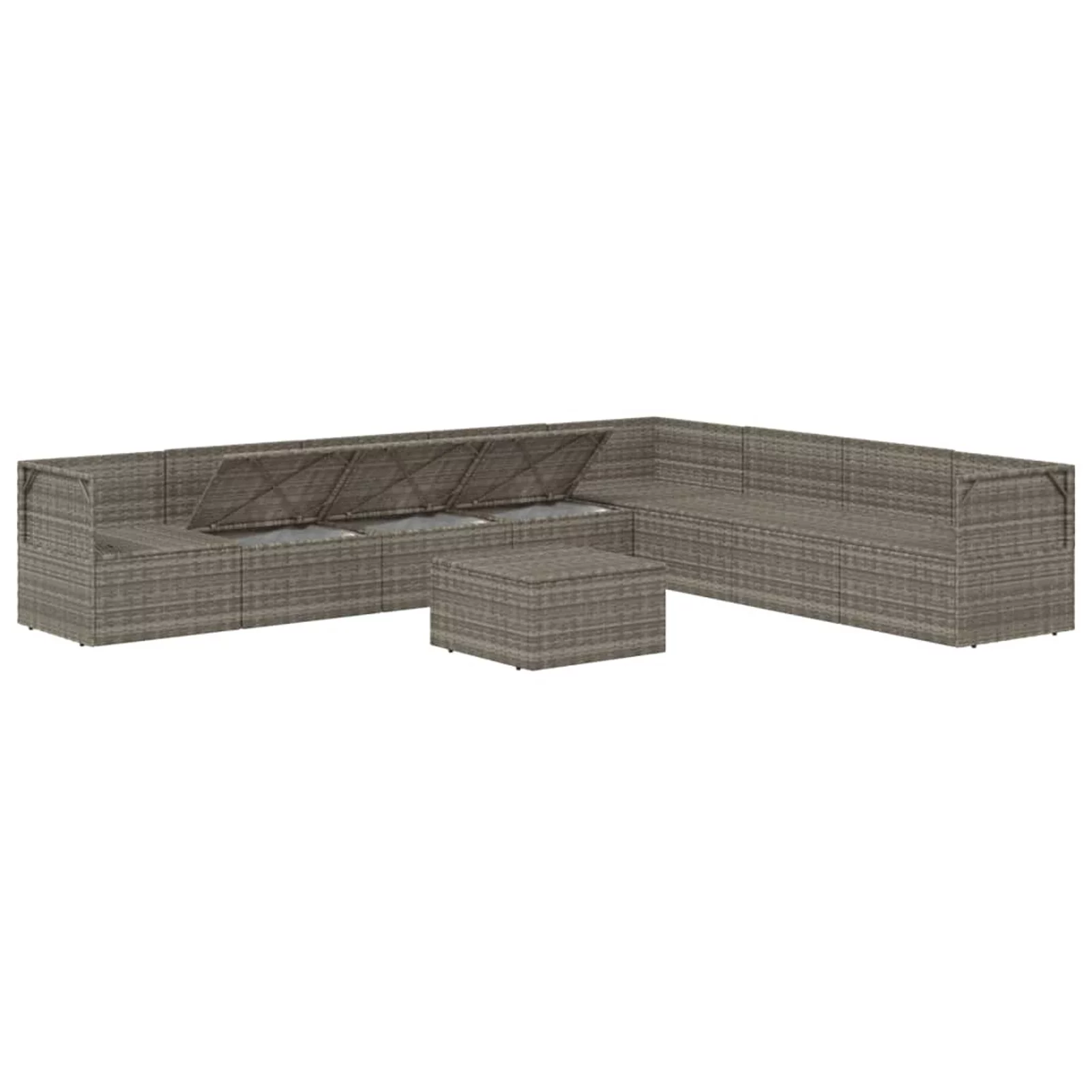Htovila 9 Piece Patio Set with Cushions Gray Poly Rattan