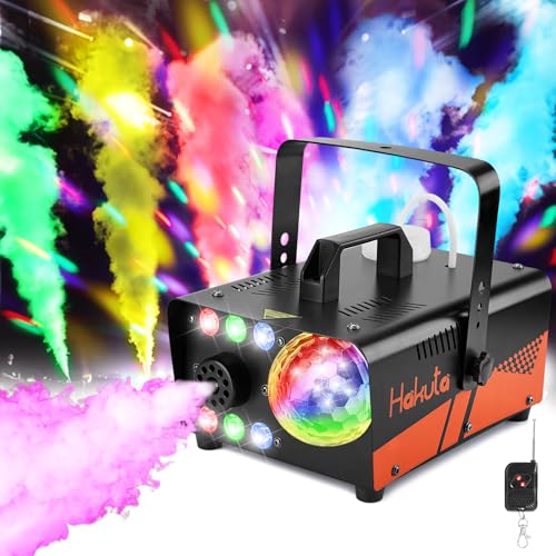 HAKUTA Fog Machine, Smoke Machine with Disco Ball Light and LED RGB Lights, 2300 CFM Spray with Auto Spray Function, Great for Halloween, Christmas, Wedding, Stage Performance and Parties
