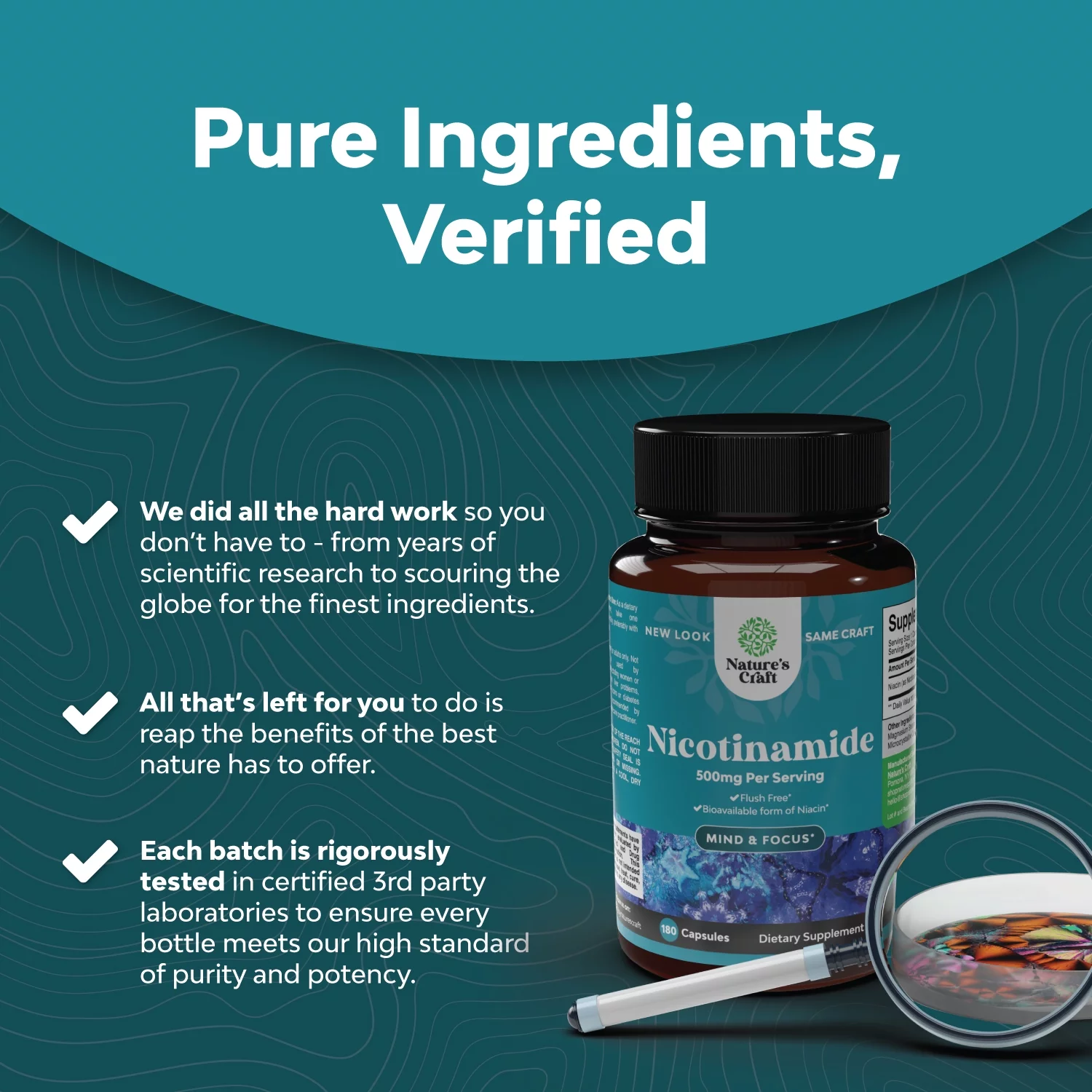 Vitamin B3 Nicotinamide 500mg Capsules - Mitochondrial Energy and Anti Aging Skin Supplement - AKA Vitamin B3 Niacin 500mg Flush Free and Niacinamide 500mg - Flush Free Niacin Supplement - 180 Count