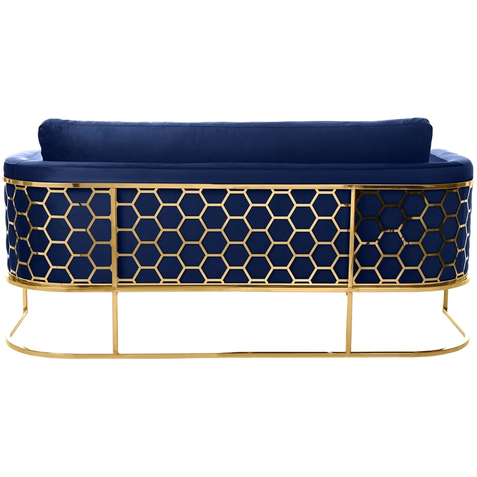 Meridian Furniture Casa Navy Velvet Sofa with Gold Iron Metal Base