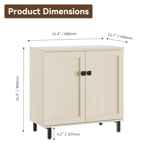 Buffet Sideboard Cabinet Farmhouse Modern 3 in1 Storage Cabinet with Adjustable Shelves for Kitchen, Coffee Bar, Living Room, White
