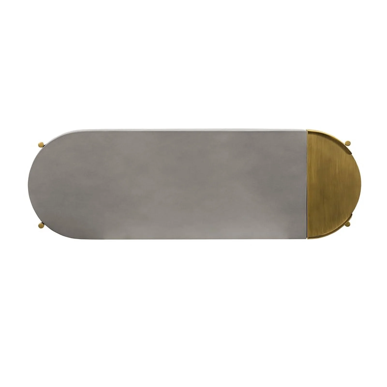 Maklaine Modern Metal/Concrete Console Table in Antique Brass/Gray