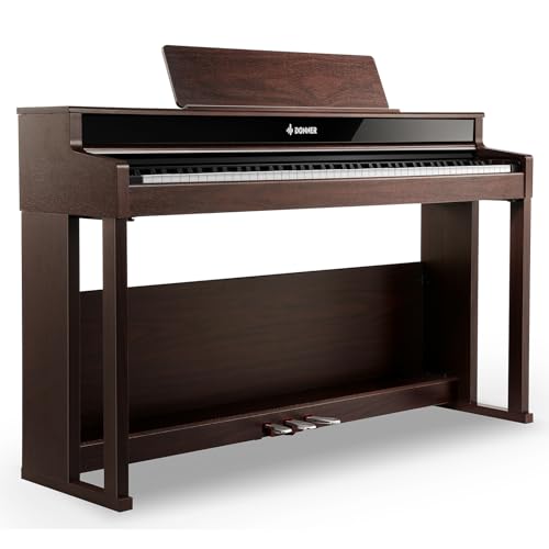 Donner DDP-300 Digital Piano with 88 Graded Hammer Action Weighted Keys, Record, Bluetooth, 10 Voices, 4 Reverb, Speakers, Professional Full Fize Key Keyboard Electric Dark Rose