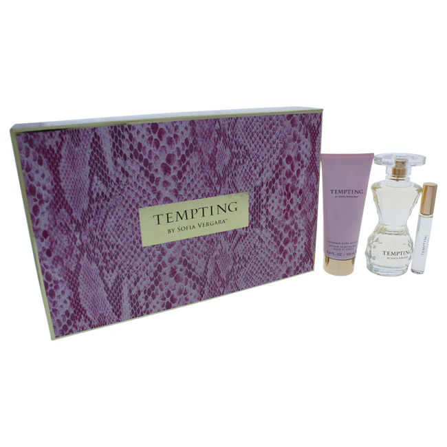 Sofia Vergara Tempting by Sofia Vergara for Women - 3 Pc Gift Set 3.4oz EDP Spray, 0.33oz EDP Rollerball, 3.4oz Body Lotion