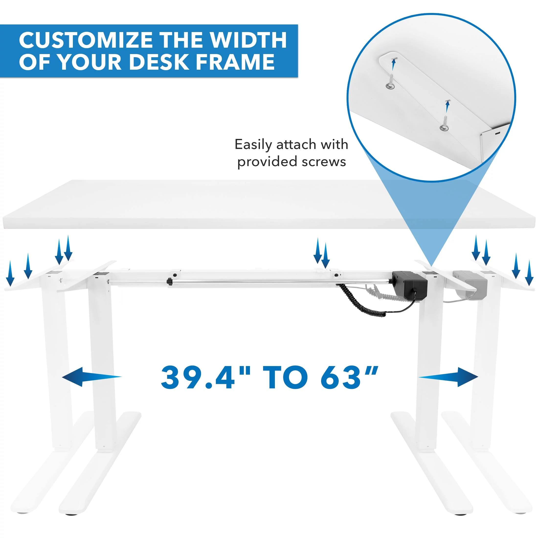 Mount-It! White Electric Standing Desk with Extra-Wide  55