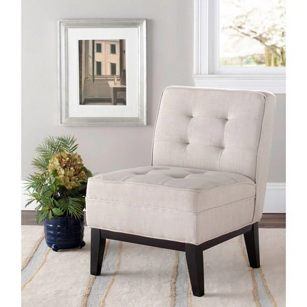 SAFAVIEH Angel Classic Farmhouse Armless Club Chair, Beige Linen