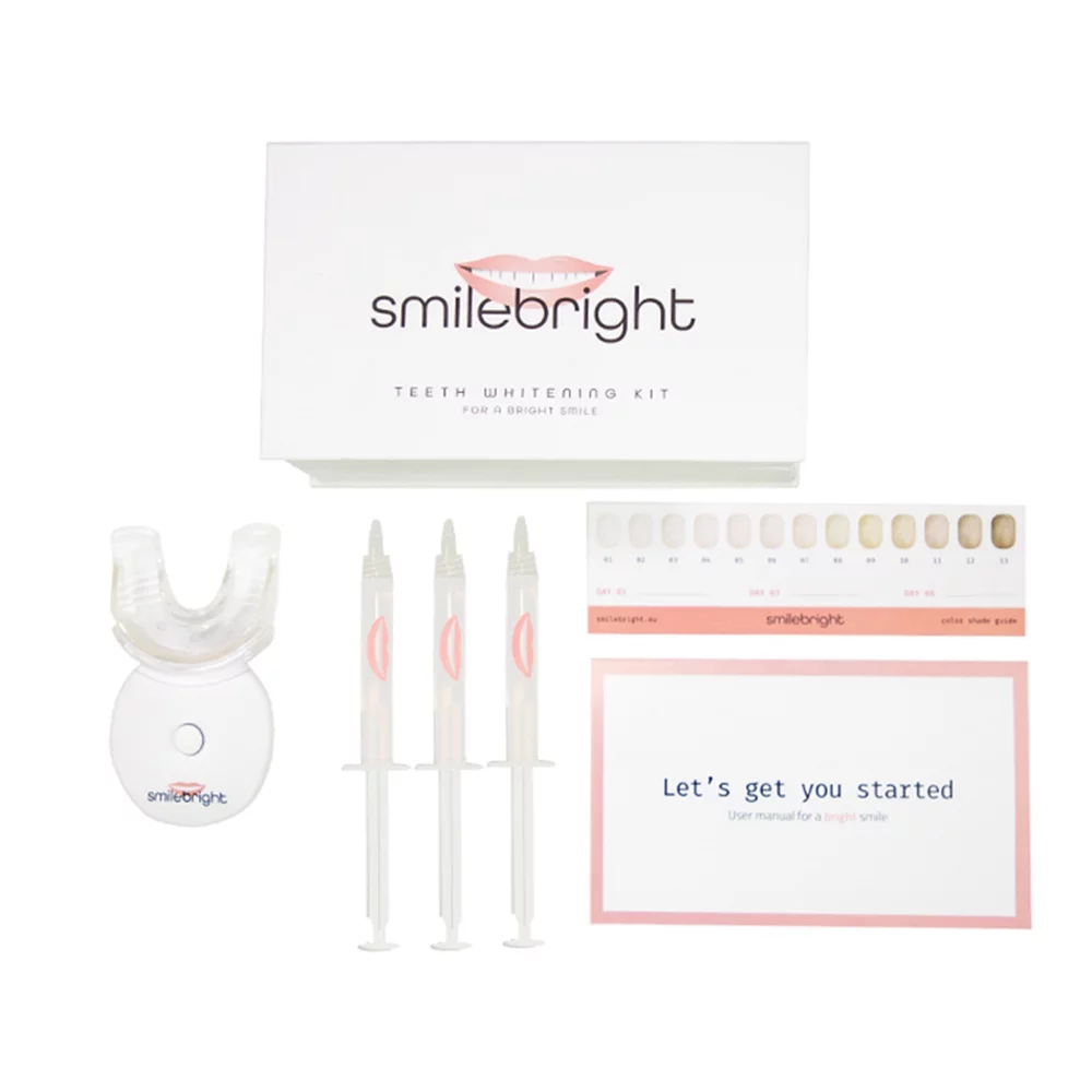 SmileBright 35% Carbamide Peroxide Teeth Whitening Kit w/ Light Tray, Strong Teeth Whitening Gel Coffee Tea Smoking Stain Removal