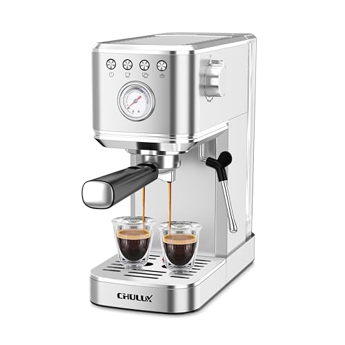 CHULUX Slim Espresso Machine with Milk Frother Steam Wand, 20 Bar Professional Italian Pump Semi Automatic Espresso Coffee Machine for Home Cappuccino & Latte Maker