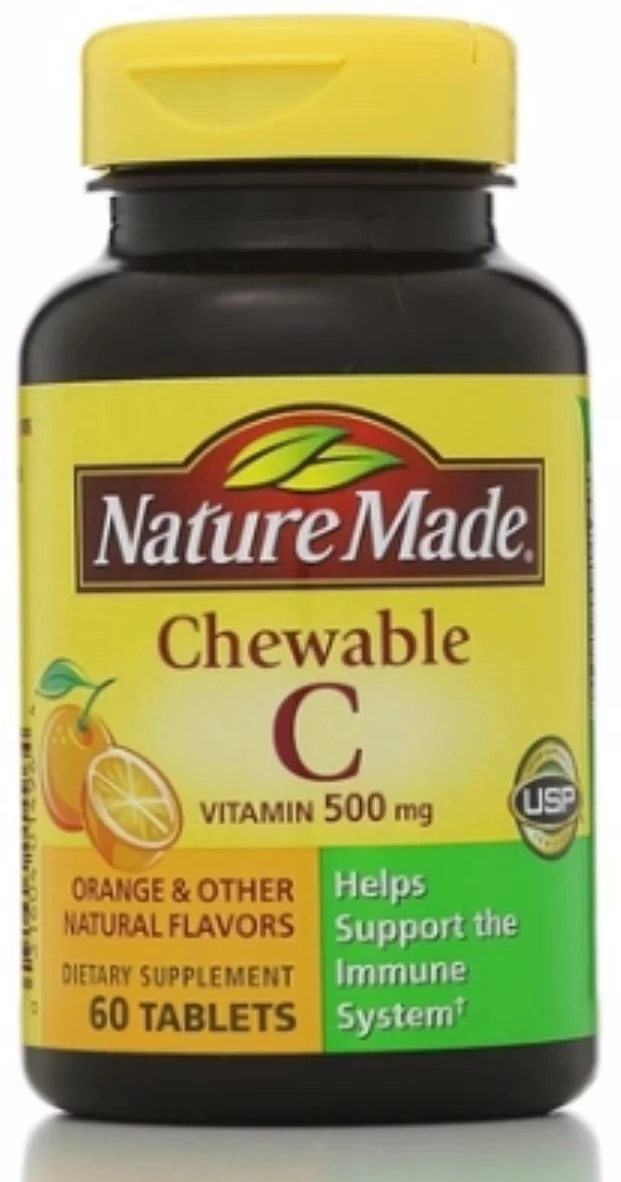 Nature Made Vitamin C 500 mg Chewable Tablets, Orange 60 ea (Pack of 4)