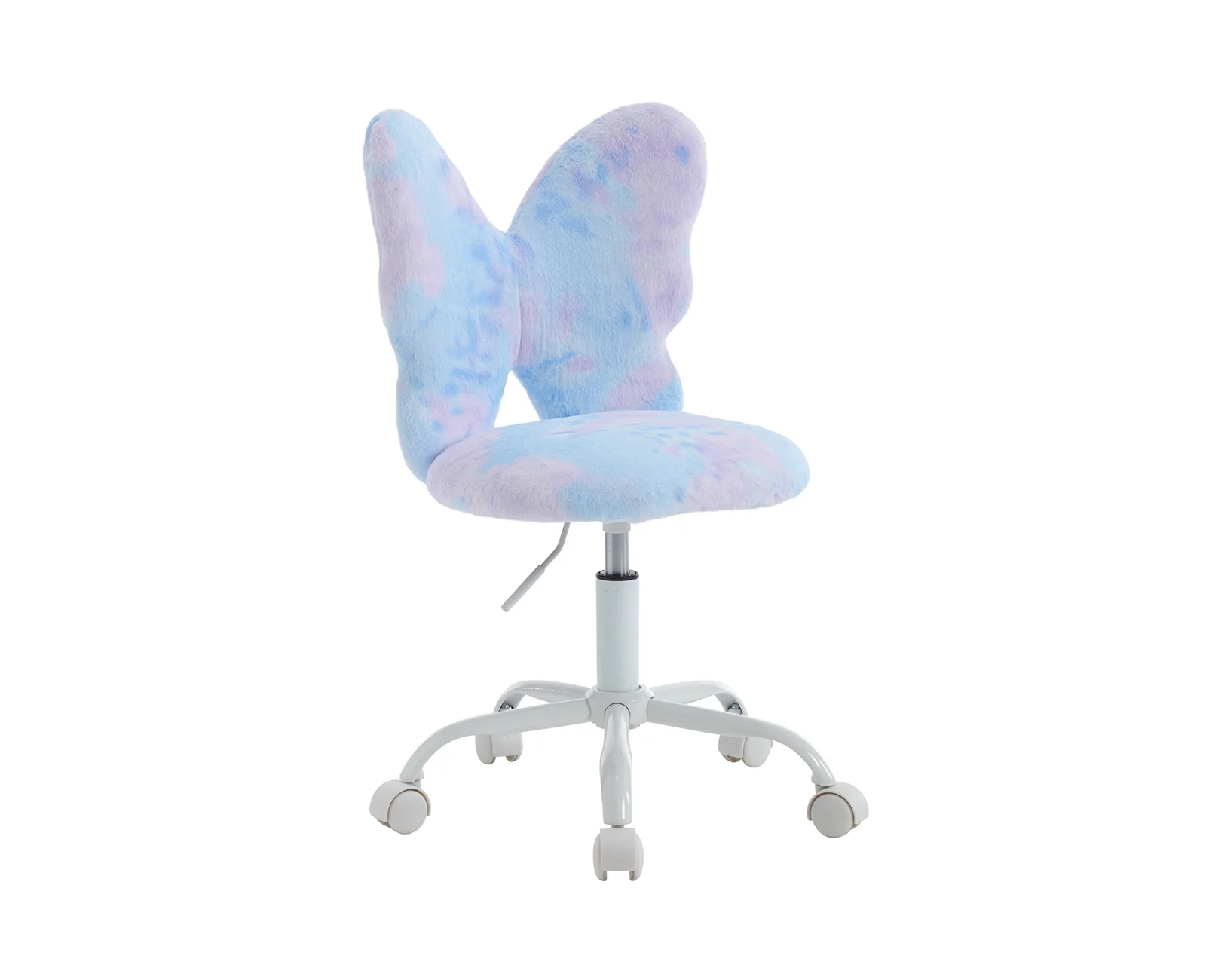 Dayalane Kids Desk Chair, Butterfly Faux Fur Girls Study Chair, Adjustable Child Vanity Chair Swivel Task Chair Students Reading Chair for Home Bedroom School Dorm, Dreamy Blue
