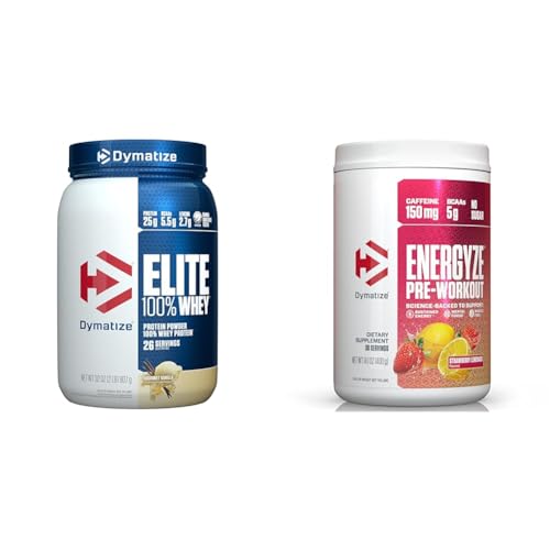 Dymatize Elite 100% Whey Protein Powder, Vanilla, 25g of Protein, 5.5g BCAAs, Less Than 140 Cal., Gluten Free, 2g Carb, 2g Sugar, 3g Fat (67 Servings)