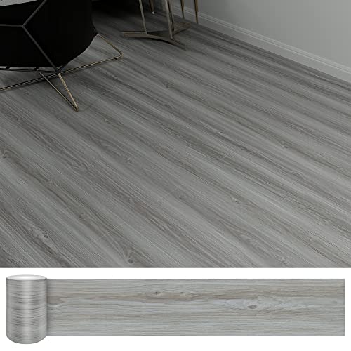 Grey Wood Peel and Stick Floor Tile, 36 Pack 54 Sq.Ft,(NO Sticky Residue Left) Vinyl Flooring Tiles Wood Plank, Self-Adhesive DIY Flooring for Bathroom,Bedroom, Living Room, (36