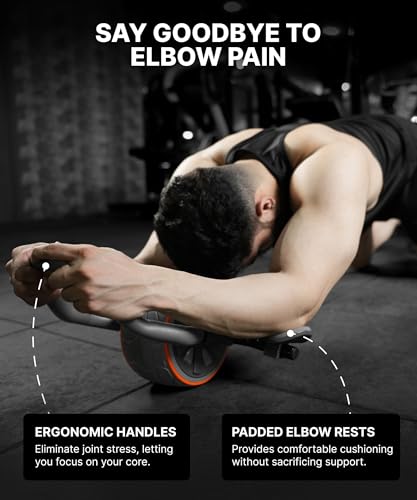 DMoose Fitness Ab Roller Wheel with Elbow Support & 2 Knee Pads - Abdominal Exercise Trainer for Core Strength Training - Ultimate Abs Workout Equipment for Home and Gym - Ab Machine for Men & Women