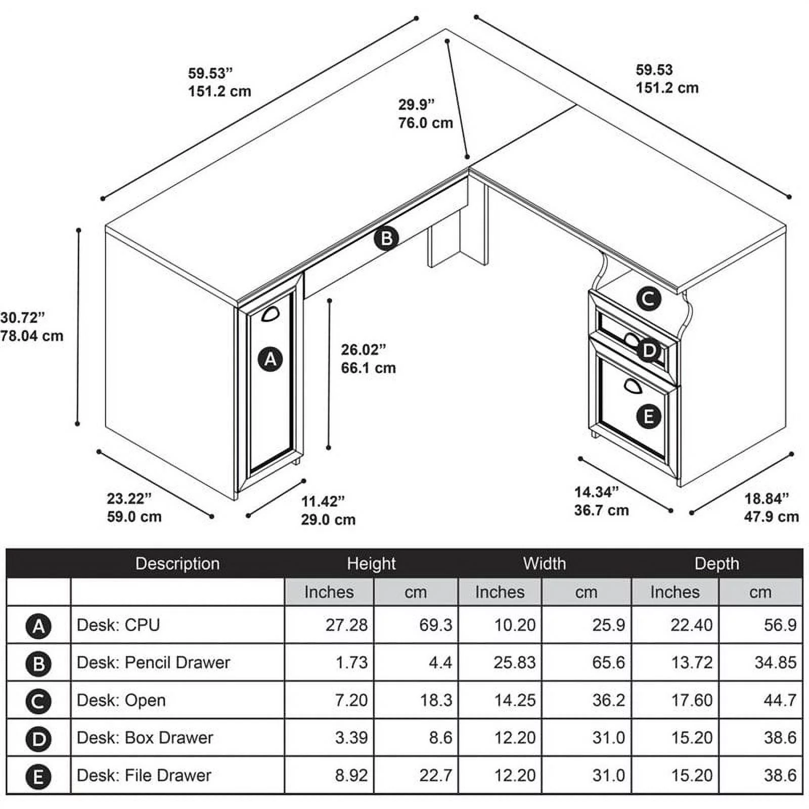 Kingfisher Lane L-Shaped Wood Computer Desk in Black