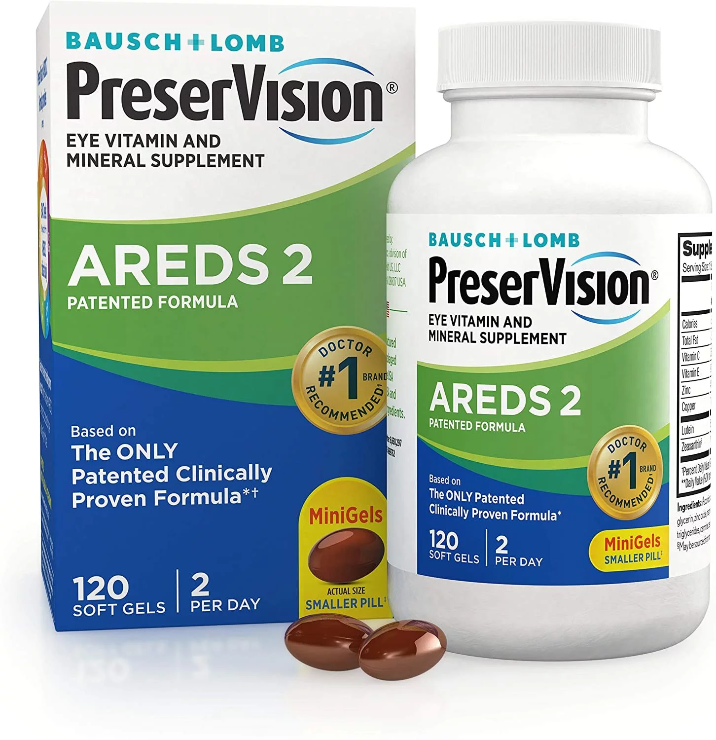 5 Pack - PreserVision AREDS 2 Vitamin - Mineral Supplement, Soft Gels 120 Each