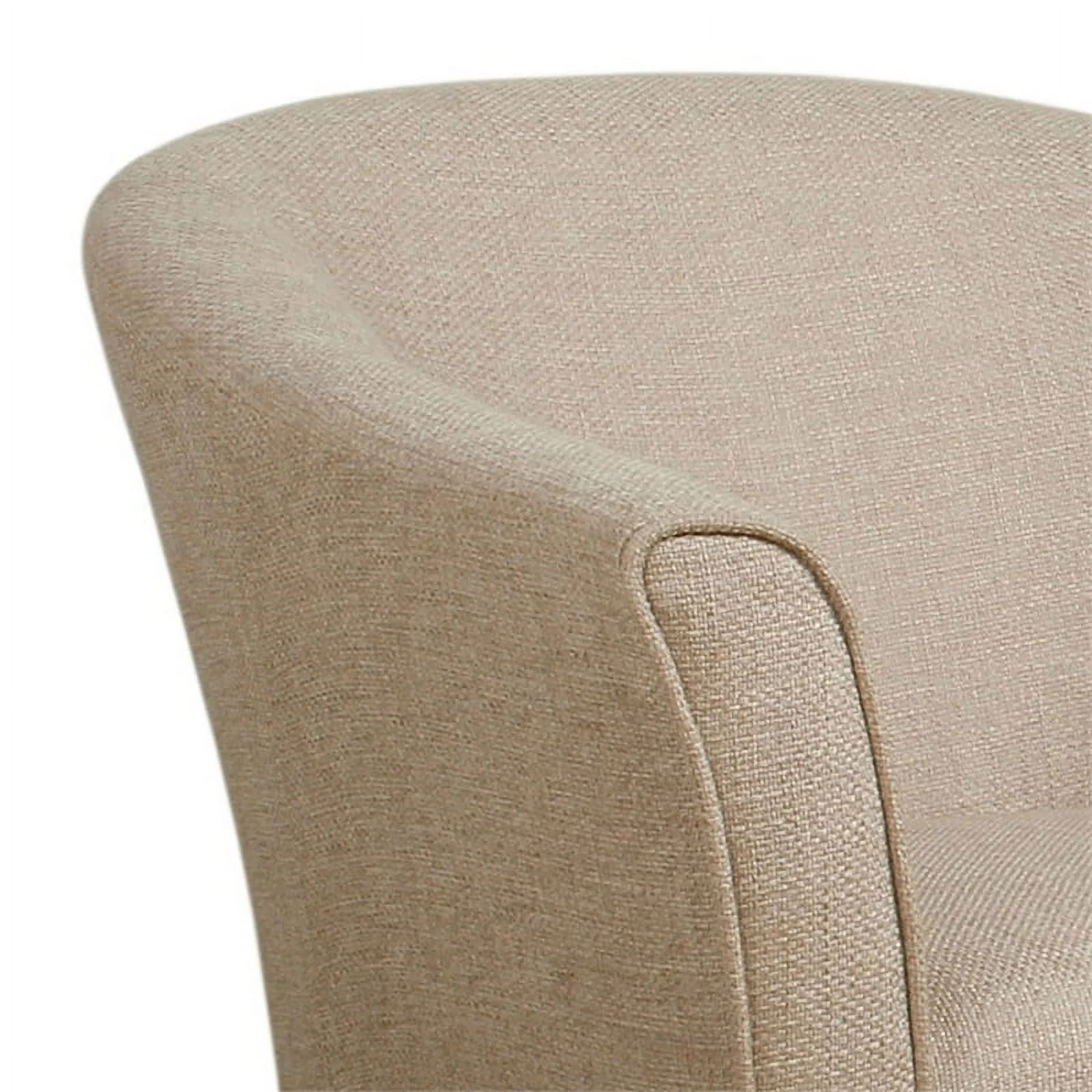 Fabric Upholstered Wooden Accent Chair with Barrel Style Back, Cream and Brown