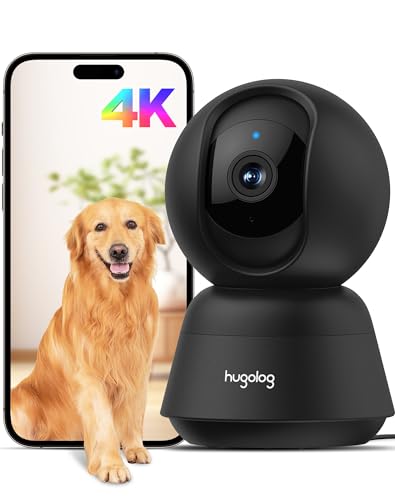 Hugolog 3K 5MP Indoor Pan/Tilt Security Camera with Auto-Focus,Ideal for Baby Monitor/Pet Camera/Home Security,Starlight Color Night Vision,Human/Pet AI,Noise Reduction,US Cloud,Works with Alexa