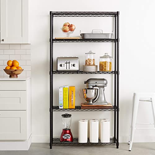 Amazon Basics 5-Shelf Adjustable Heavy Duty Steel Wire Rack Storage Shelving Organizer for Kitchen, Garage, 36
