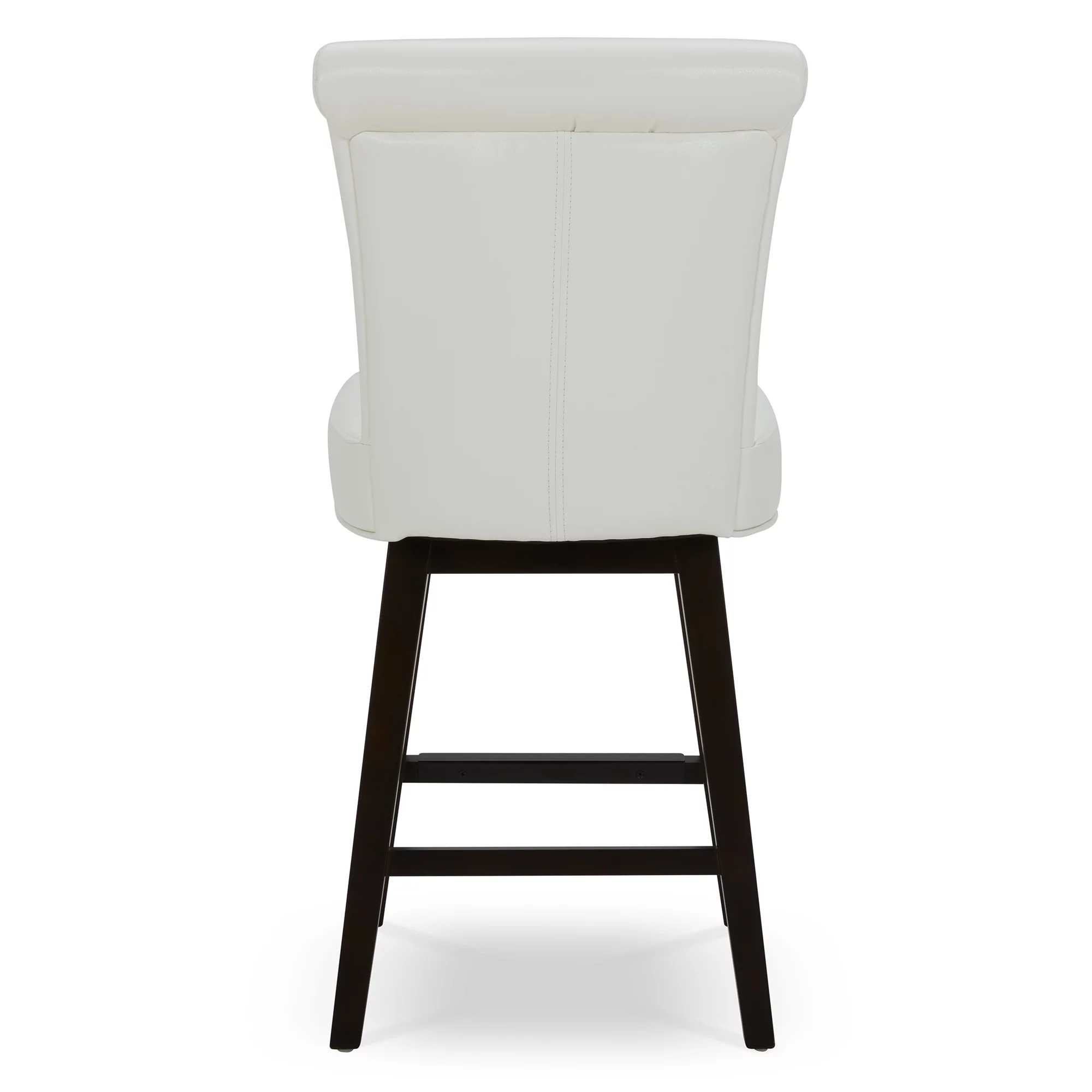 CHITA 26 in Upholstered Swivel Counter Bar Stools with Back&Wood Legs Set of 2, Faux Leather in White