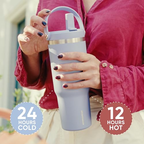 Hydrapeak Nomad 24 oz Tumbler with Handle and Straw Lid, Leakproof, Double Insulated, 24oz Cup Stainless Steel (Blush)