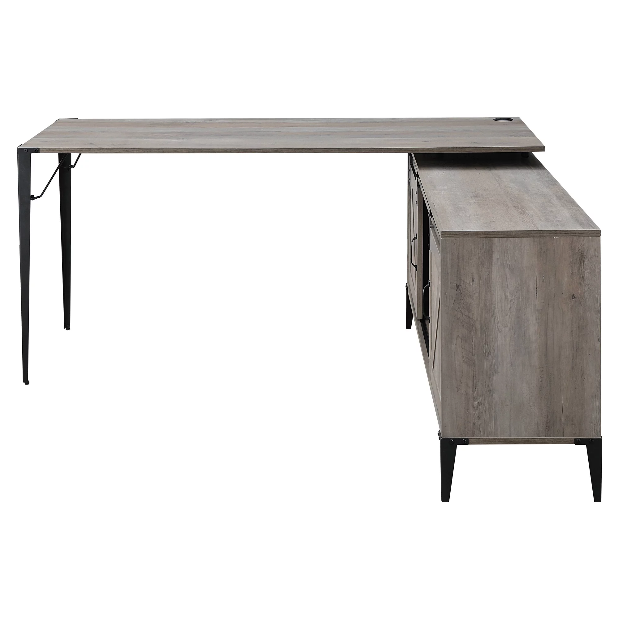 ACME Zakwani Writing Desk with USB in Grey Oak and Black