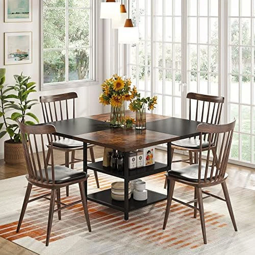 TJUNBOLIFE Round Dining Table for 4 People  47 inch Kitchen Table Large Dinner Table with Circle Metal Base Faux Marble Top for Home Dining Room Living Room  Black White(Chair not Include