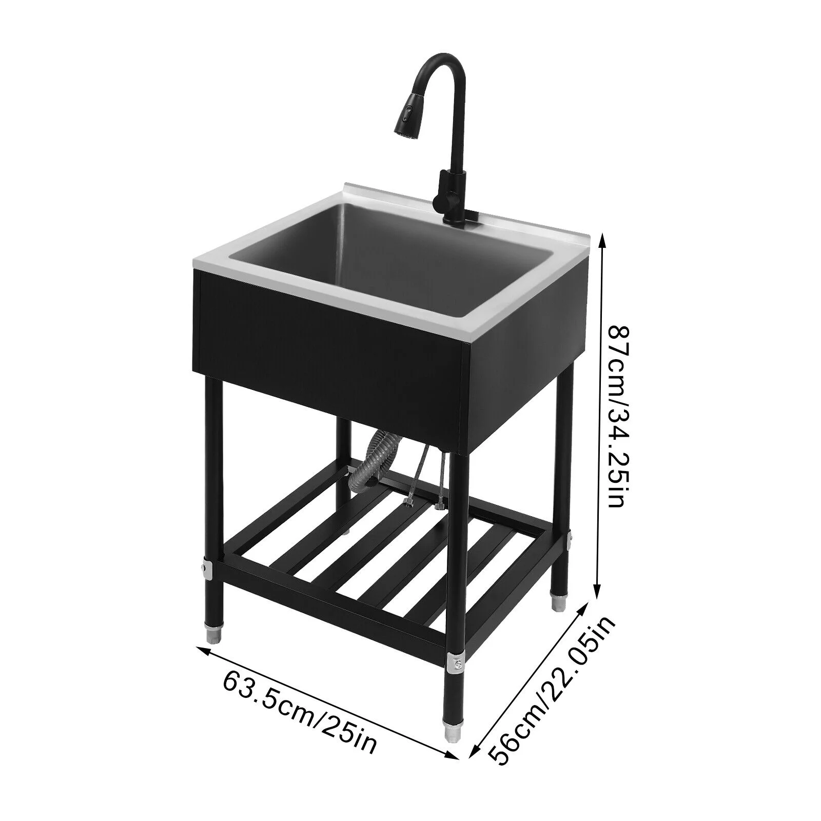 Stainless Steel Commercial Sink Catering Kitchen Prep Table Single Bowl Durable