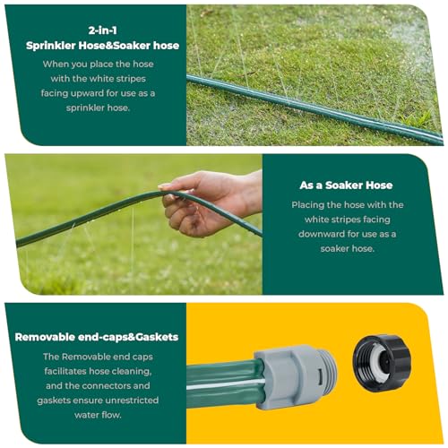 Sprinkler Soaker Hose 50ft for Garden Lawn, Watering Pipe with Holes, High-Efficiency Water-Saving Garden Irrigation System, Drip Hose Sprinkler