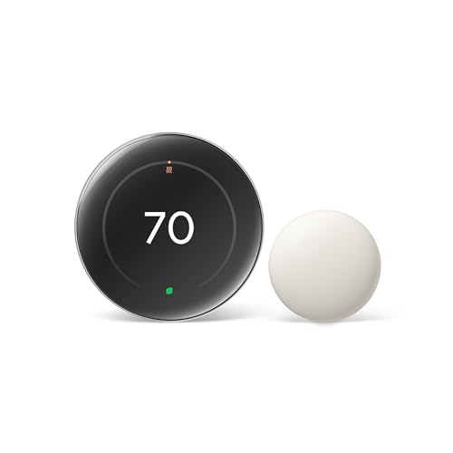 Google Nest Learning Thermostat (4th Gen, 2024) with Nest Temperature Sensor - Energy Saving Smart Thermostat with Adaptive Eco - Works with Alexa and Google Home App - Polished Obsidian