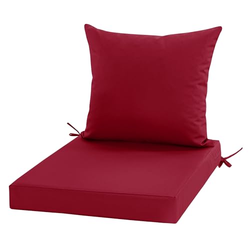 24x24 Inch Outdoor Cushions for Patio Furniture Set of 2, Waterproof Outdoor Chair Cushions w/Fade-Resistant, Removable & Machine-Washable Covers, Deep Seat Sofa/Couch Pads Replacement, Dark Grey