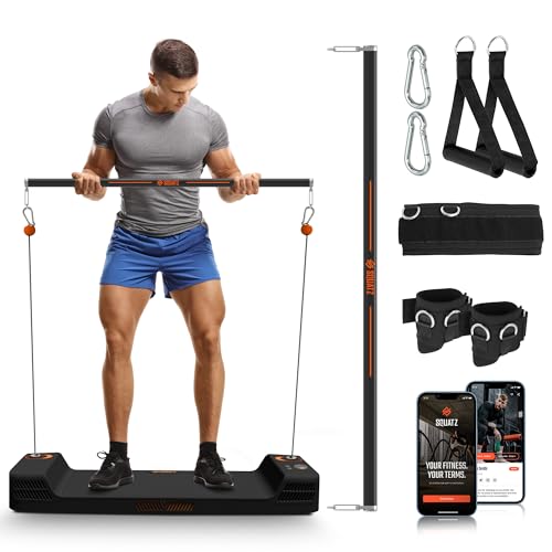 SQUATZ Apollo Board Mini: 150lb Resistance Smart Cable Machine, Functional Trainer for Full Body Workouts, Full Body Strength, Digital Home Gym Equipment with Free App includes Accessories, Orange