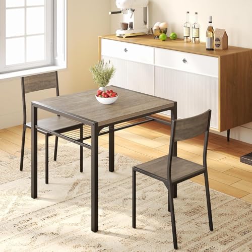 Gizoon Kitchen Table and 2 Chairs for 4 with Bench, 4 Piece Dining Table Set for Small Space, Apartment