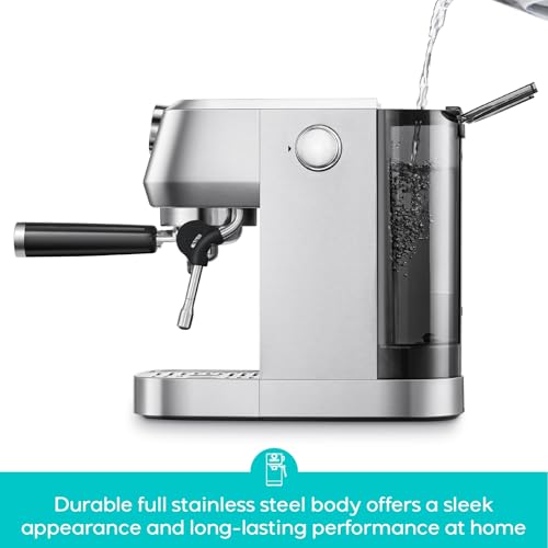 CASABREWS 3700 Gense Espresso Machine 20 Bar, Stainless Steel Espresso Maker With Steam Milk Frother, Coffee Machine Cappuccino Latte Machine With 43.9 oz Removable Water Tank