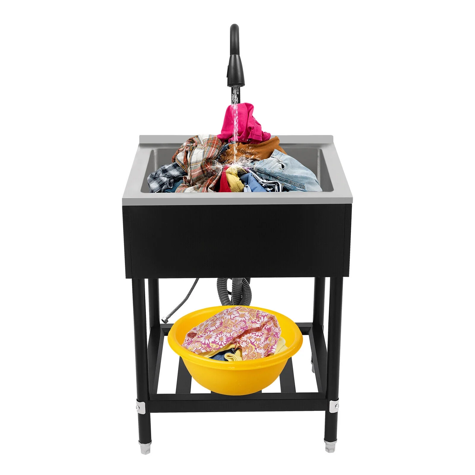 Stainless Steel Commercial Sink Catering Kitchen Prep Table Single Bowl Durable