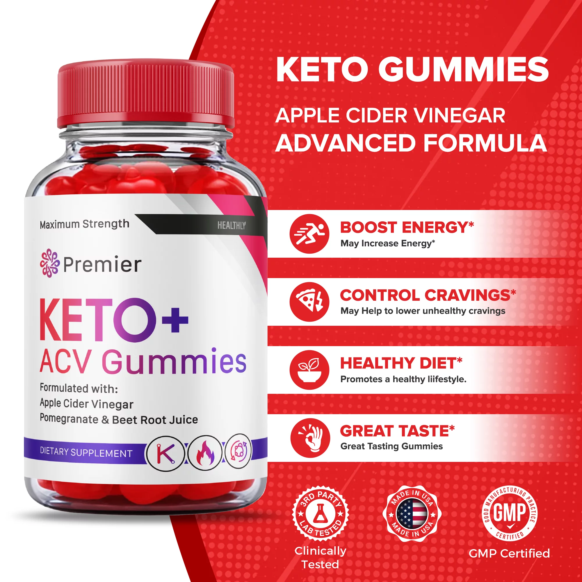 (2 Pack) Premier Keto Gummies Official Advanced Weight Shark Loss ACV Apple Cider Vinegar (120 Gummies)