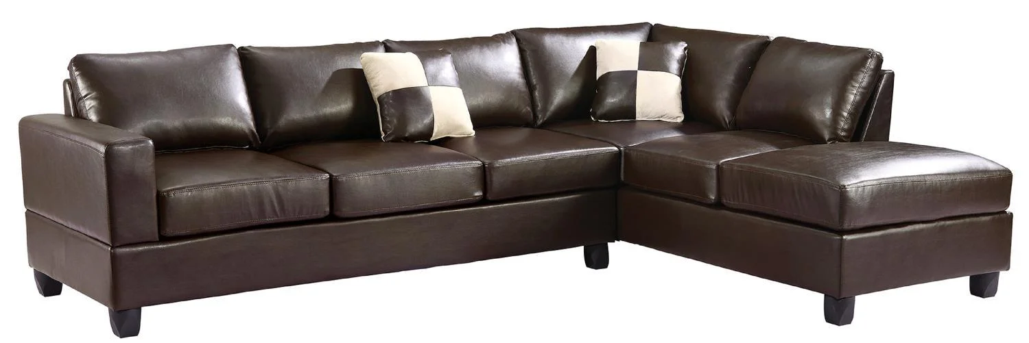Passion Furniture Revere 2-Piece Sectional Sofa In Cappuccino PF-G305B-SC