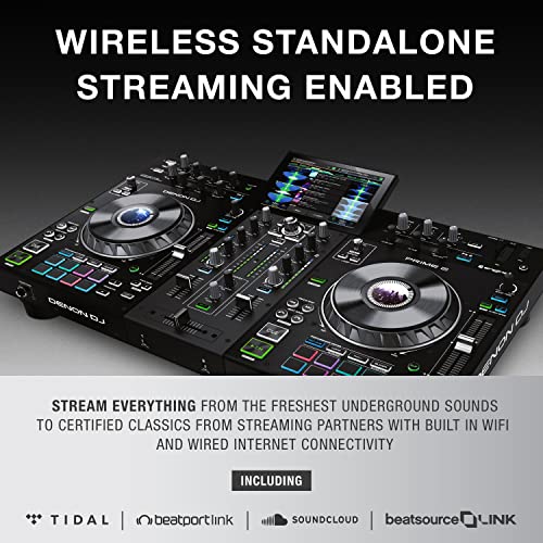 Denon DJ PRIME 4+ Standalone DJ Controller with Stem Separation on 4 Decks, Wi-Fi Streaming, Drop Sampler Mixer, 10.1