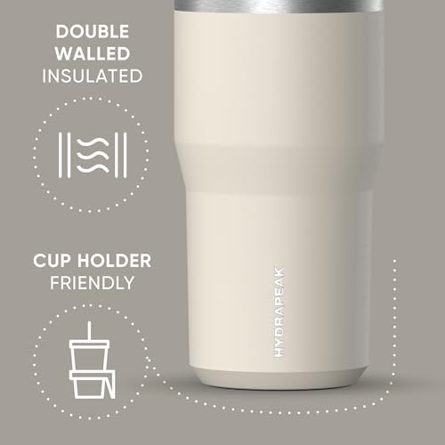 Hydrapeak Nomad 24 oz Tumbler with Handle and Straw Lid, Leakproof, Double Insulated, 24oz Cup Stainless Steel (Blush)