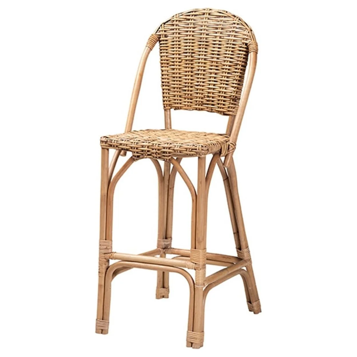 Baxton Studio Neola Modern Bohemian Natural Rattan Bar Stool