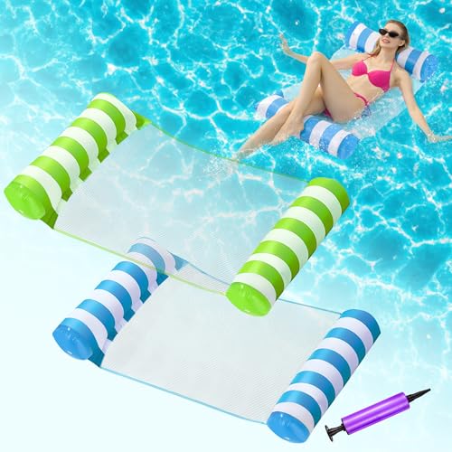 3 Pack Inflatable Pool Floats, OKSUWATER 4-in-1 Water Hammock, Pool Floats Adult Size for Swimming Pool Party Summer Lake Water Fun