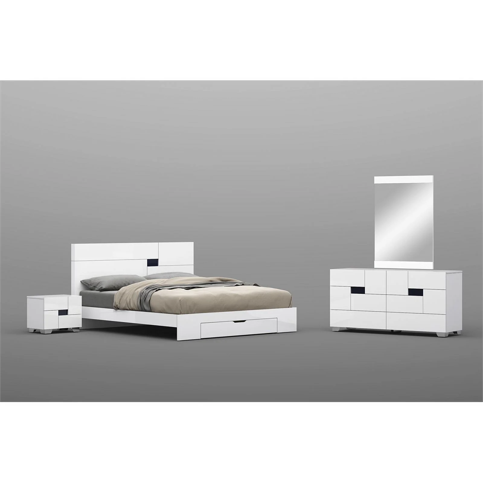 Titan Furnishings Waldorf 4-Piece Wood Queen Bedroom Set in White