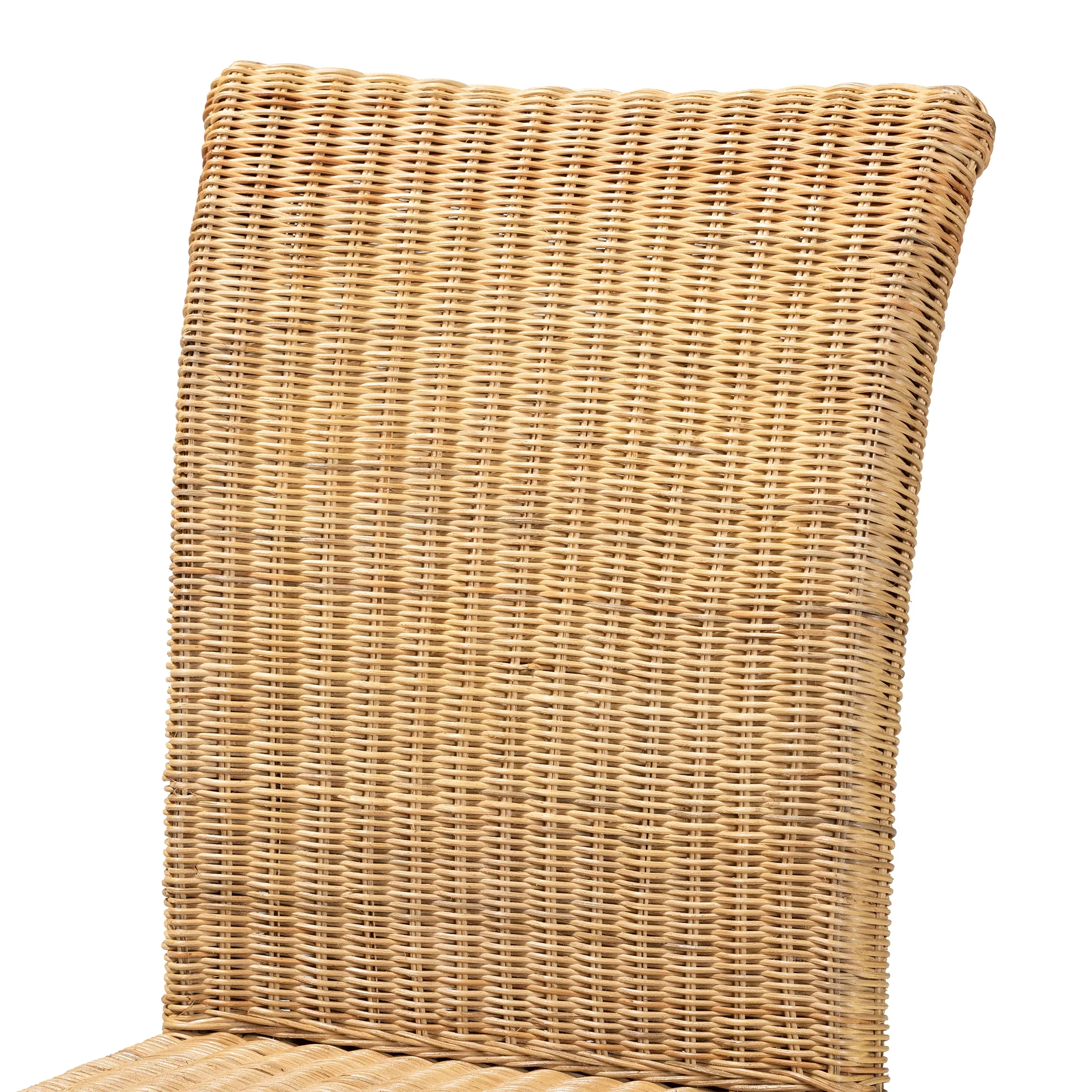 bali & pari Shamara Modern Bohemian Natural Rattan and Mahogany Wood Dining Chair