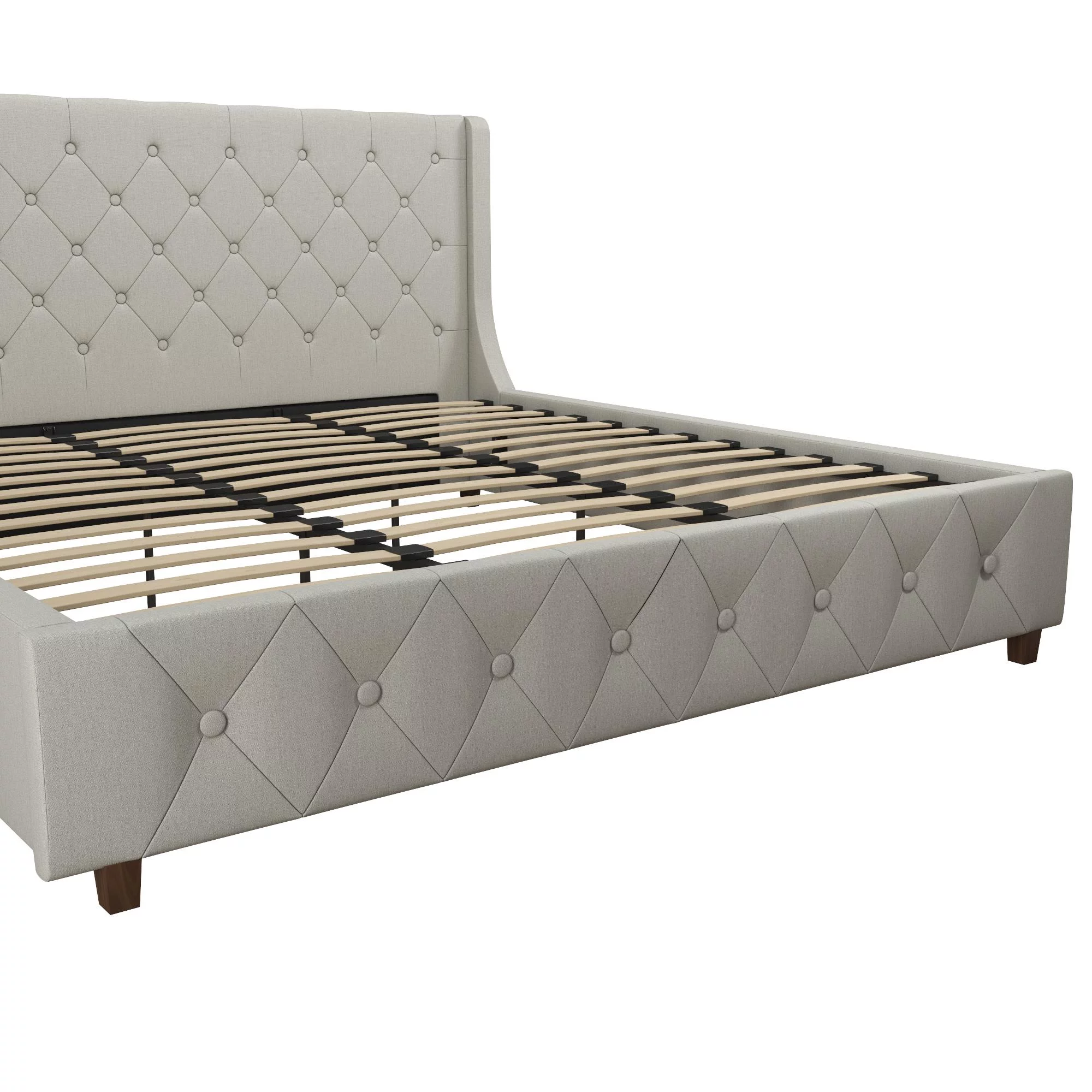 CosmoLiving by Cosmopolitan Mercer Upholstered Bed, Light Gray Linen, King