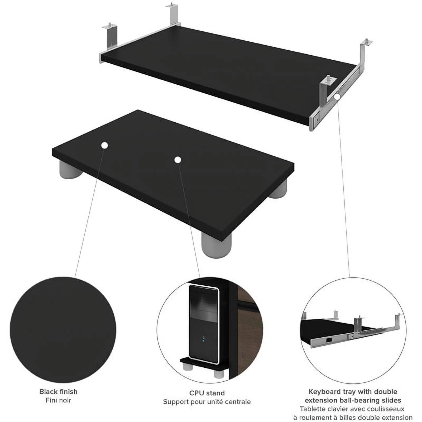 Atlin Designs 5 Piece L Shaped Computer Desk with Hutch in Antigua and Black
