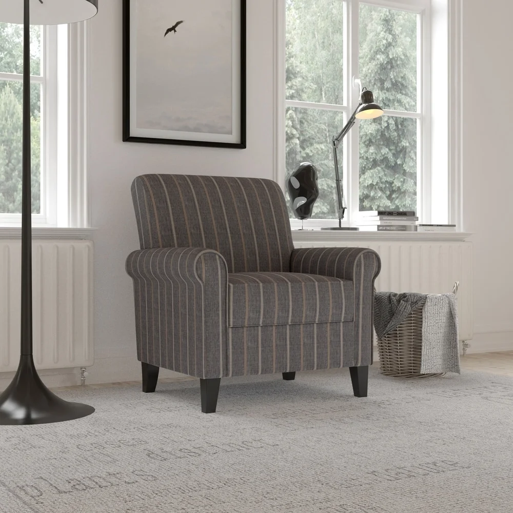 Copper Grove  Sankt Rolled Arm Chair Turquoise Stripe Striped Pattern