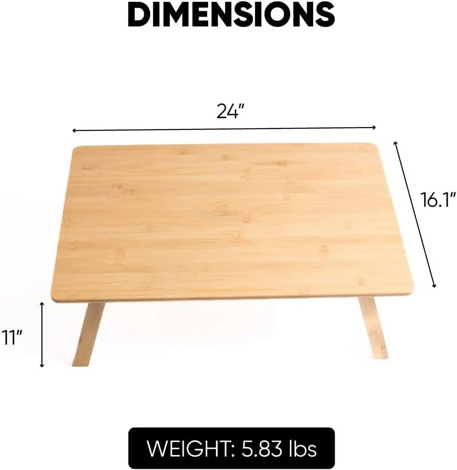 Multipurpose Natural Bamboo Foldable Low Table for Sitting on The Floor, Laptop Bed Desk- Portable Lap Bed Tray- Foldable Low Coffee Table- Serving Tray for Eating, Reading, Working, and Drawing