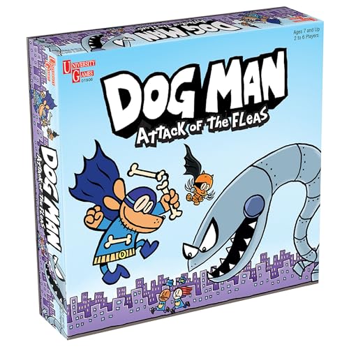 University Games, Dog Man Attack of The FLEAS Cooperative Board Game Based On The Popular Dog Man Book Series by DAV Pilkey for 2 to 6 Players Ages 6 and Up