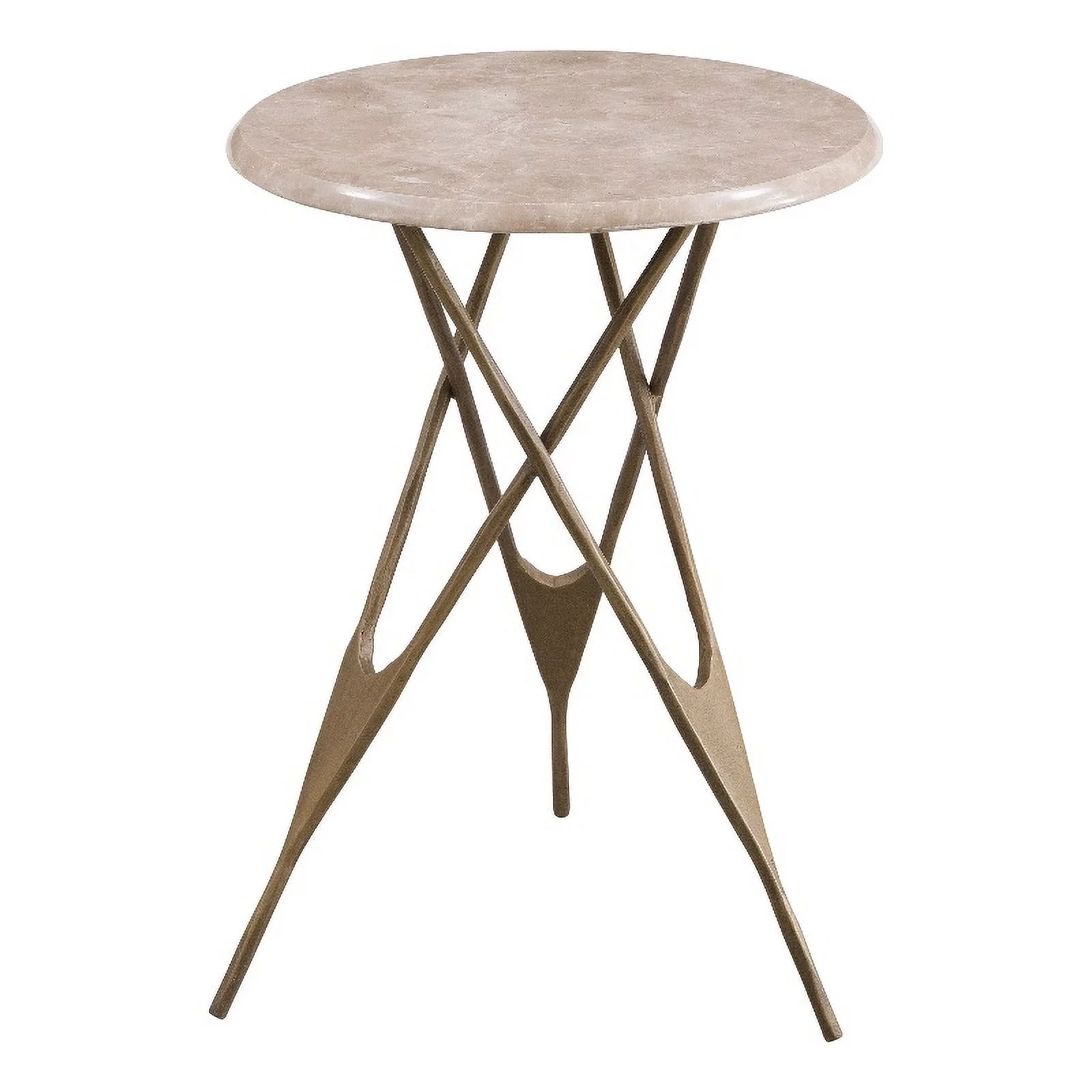 Leila Antique Brass Accent Table with Creamy Beige Marble Top